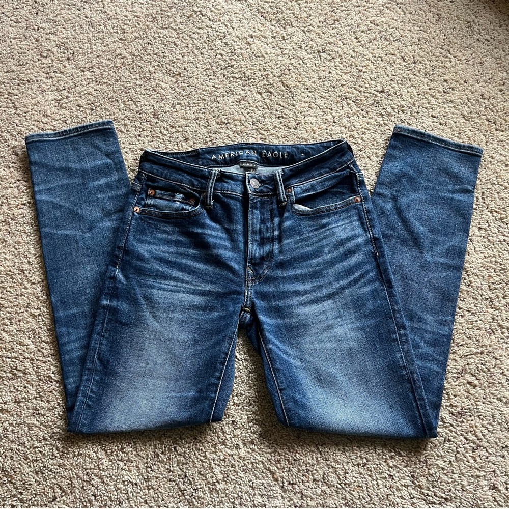Men’s American Eagle Dark Blue Wash Slim Straight Leg Jeans; Size 28 x 30